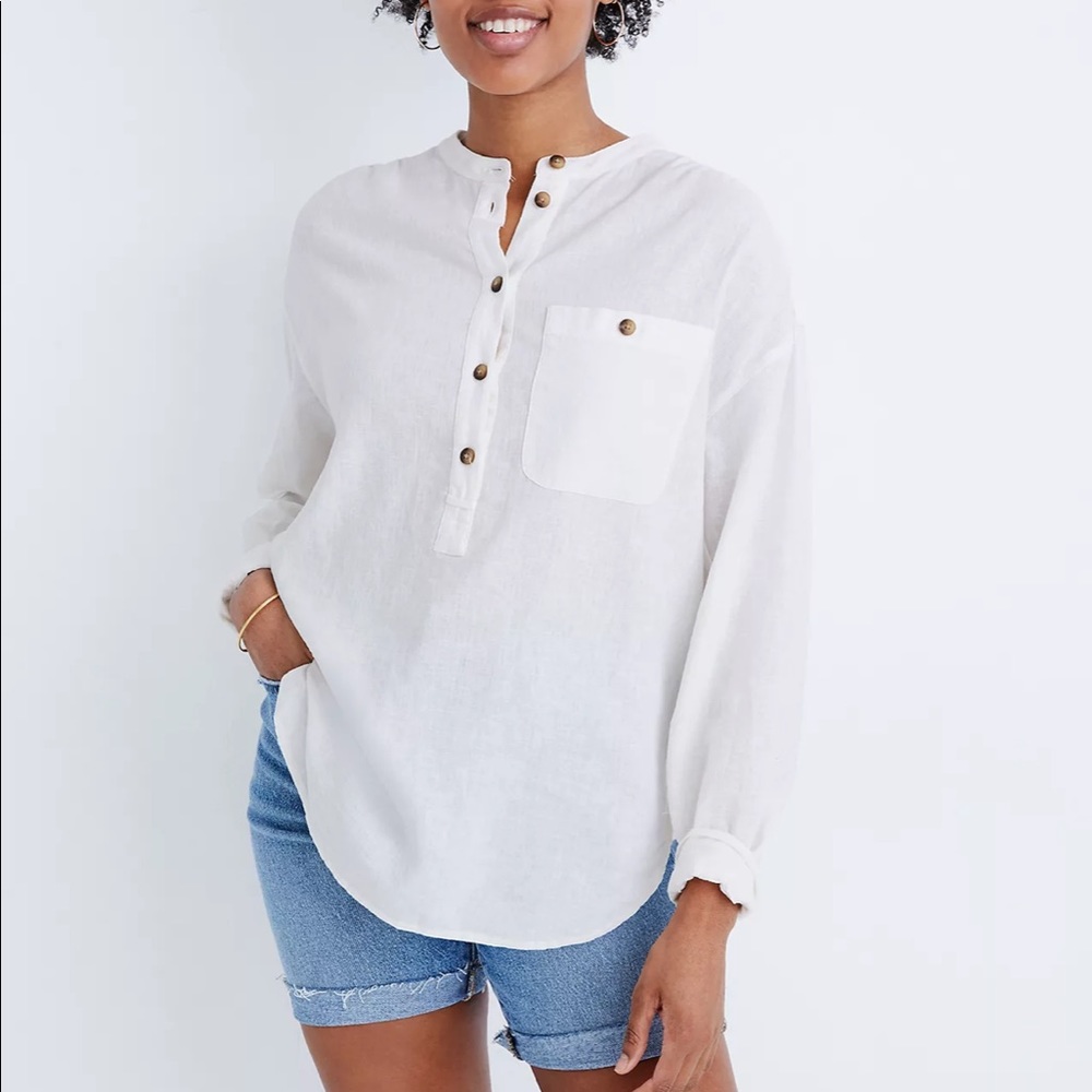 COPY - NEW MADEWELL linen-blend novella popover t…